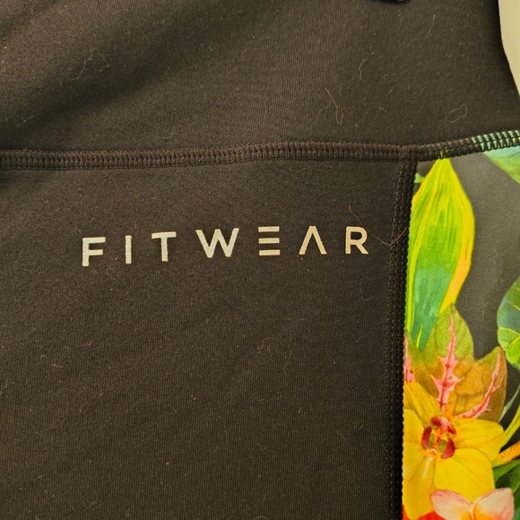Fit Bit Brand New With Tags Black Leggings With Bright Floral Accents! - Picture 7 of 7